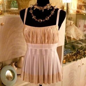 Vtg Y2K Going Out Top By Cache Silk Metallic Pleated Size 8/ Medium